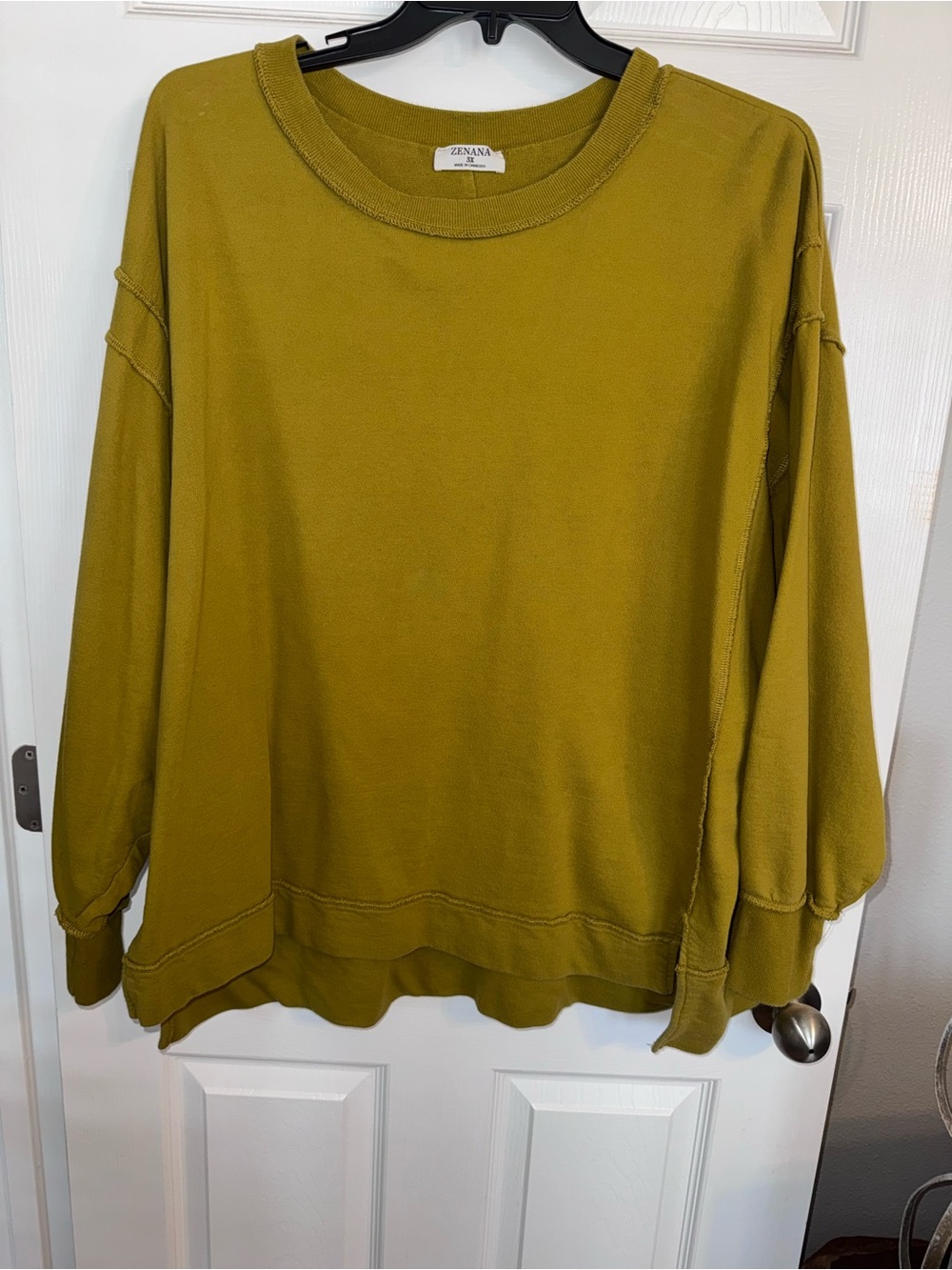 Zenana Outfitters Olive Green Lightweight Crewneck Sweatshirt
